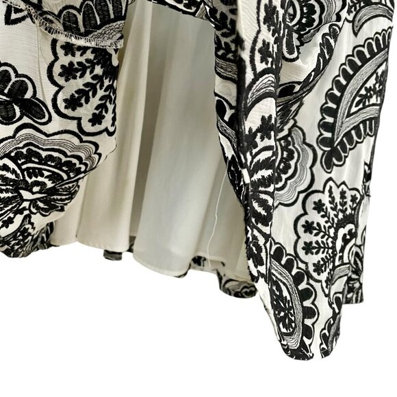 Tommy Hilfiger Embroidered Fit & Flare Midi Dress 10 | Black White A-Line Lined - Picture 13 of 16